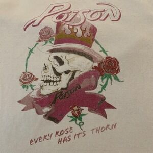 Poison Shirt Womens XL White Micro Tee Cropped Graphic Every Rose Has Its Thorn